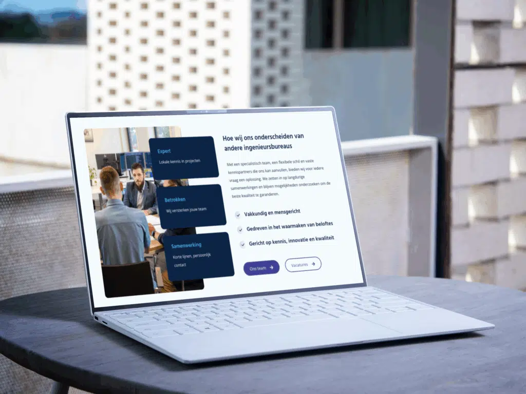 De website op een laptop scherm