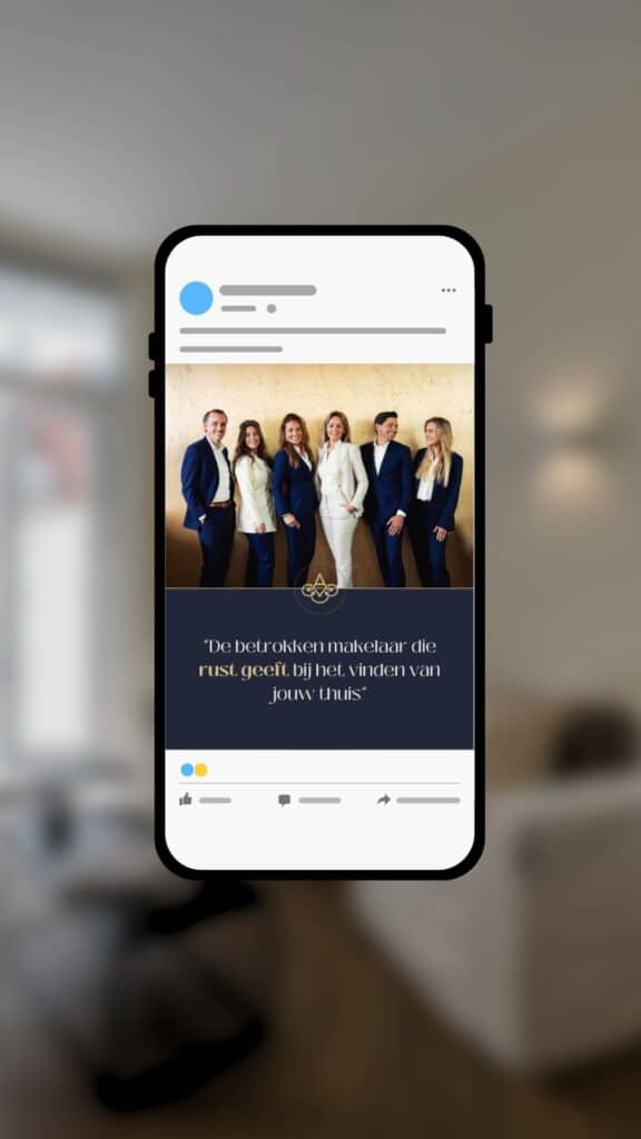 een mobiel met een social media post vanb Avenir erop