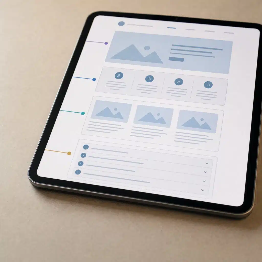 Tablet met format voor ai geoptimaliseerde webpagina